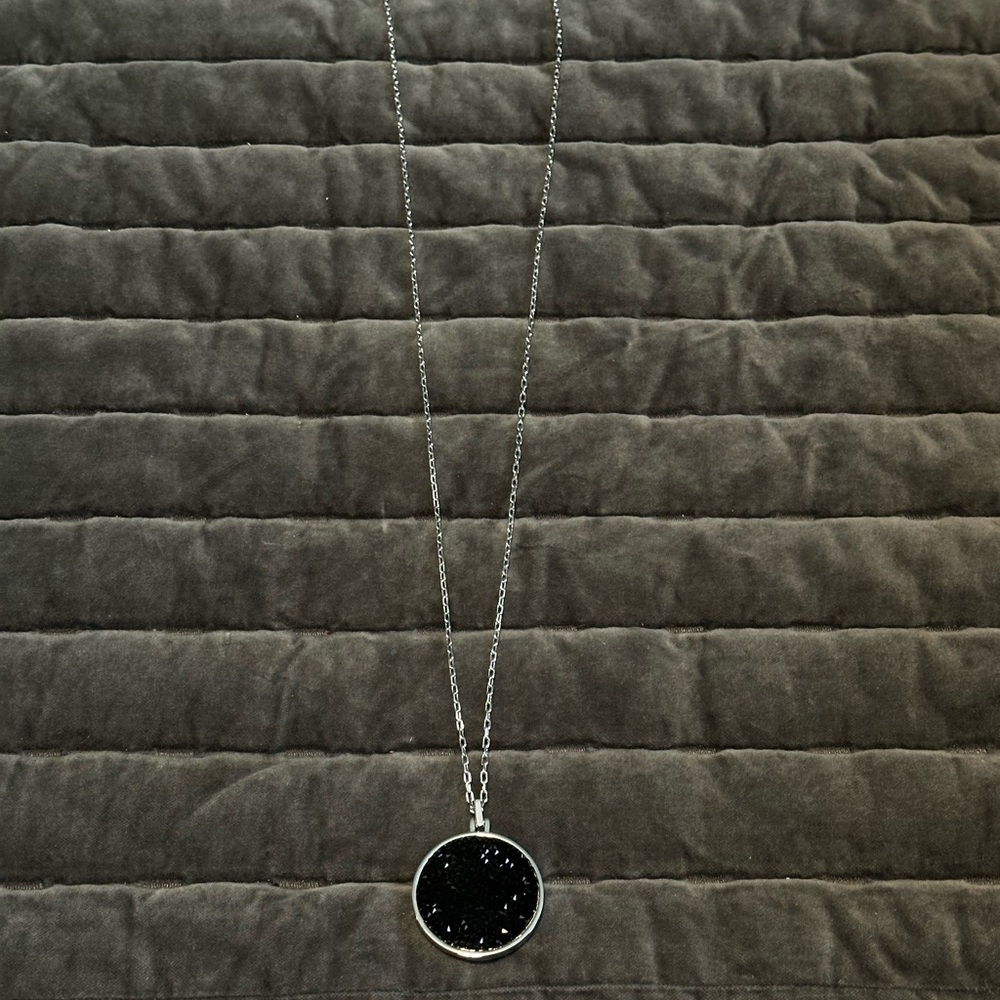 Touchstone Crystal Black and Silver Reversible Necklace